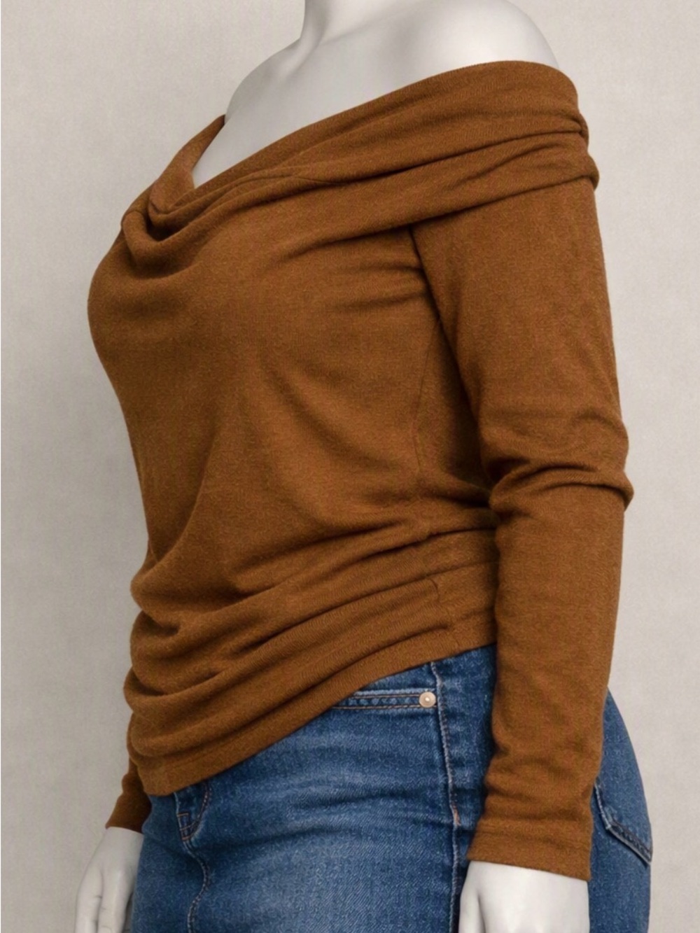 NWOT Off-the-Shoulder Sweater in Camel